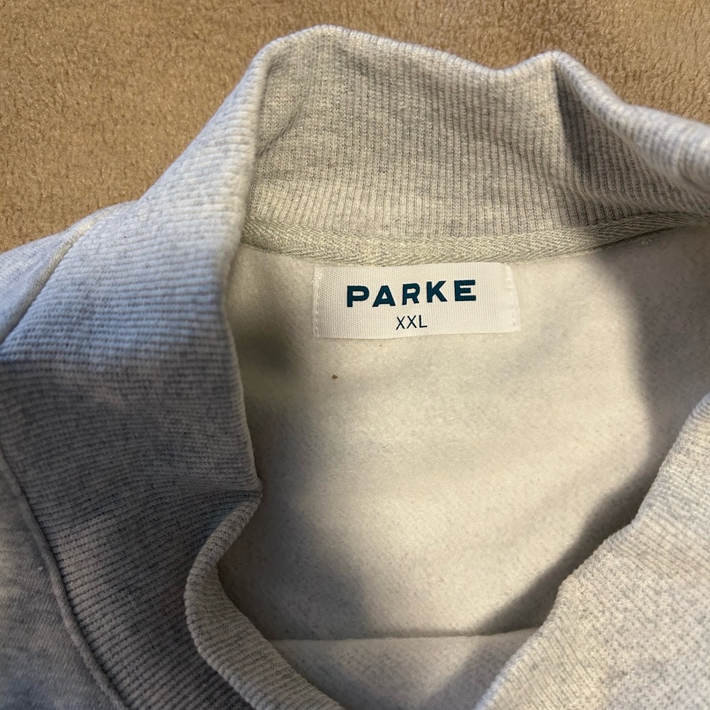 Parke Fleece Varsity Mockneck Sweatshirt Classic Grey + Navy Size XXL NWOT - Picture 7 of 13
